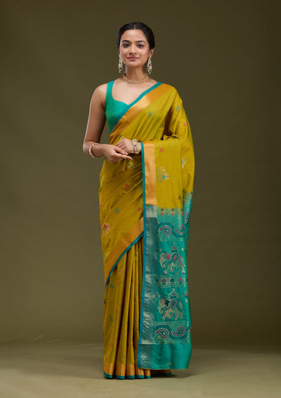 Mehendi Printed Art Silk Silk_Saree-koskii