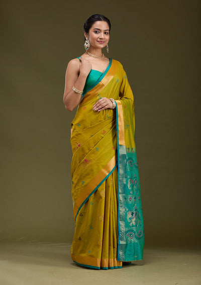 Mehendi Printed Art Silk Silk_Saree-koskii