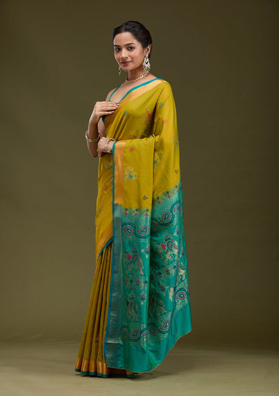 Mehendi Printed Art Silk Silk_Saree-koskii