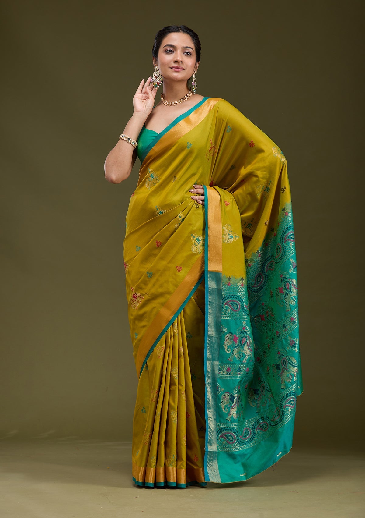 Mehendi Printed Art Silk Silk_Saree-koskii
