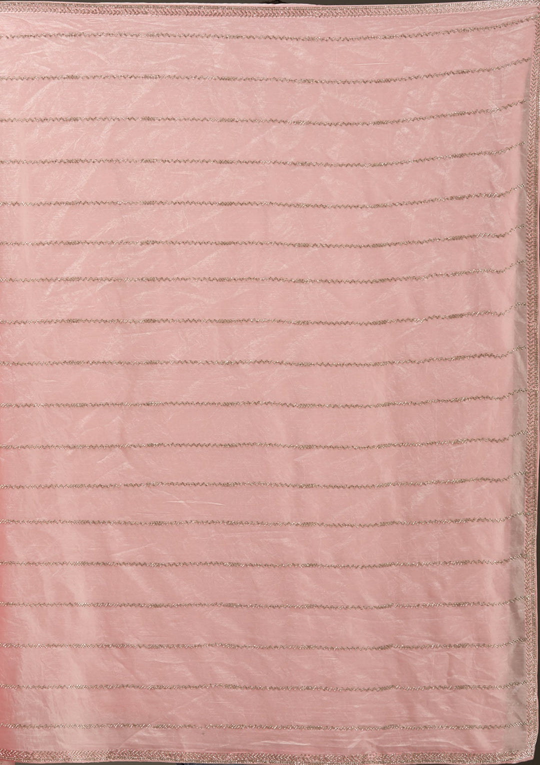 Gajari Pink Zariwork (Gold) Chinon Saree-Koskii