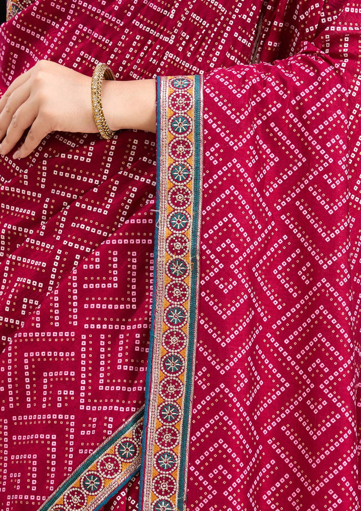 Wine Printed Soft Raw Silk Saree-koskii