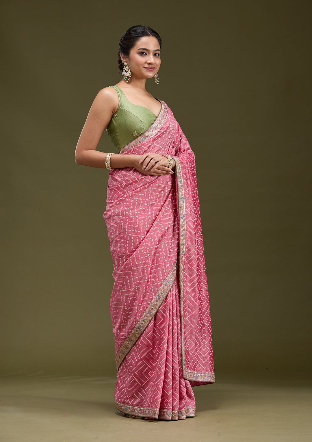 Baby Pink Printed Soft Raw Silk Saree-koskii