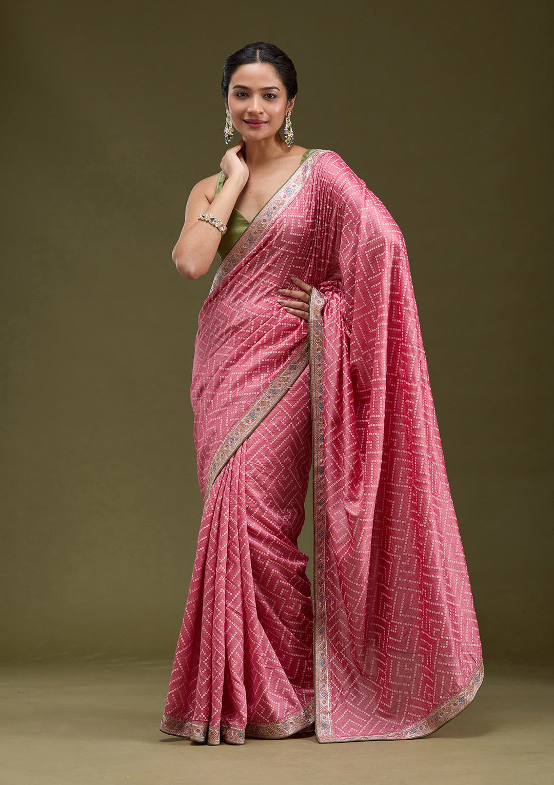 Baby Pink Printed Soft Raw Silk Saree-koskii
