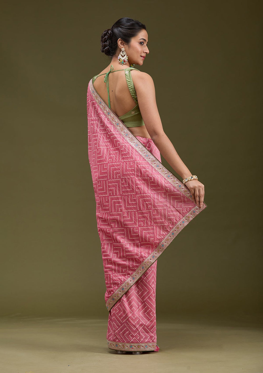 Baby Pink Printed Soft Raw Silk Saree-koskii
