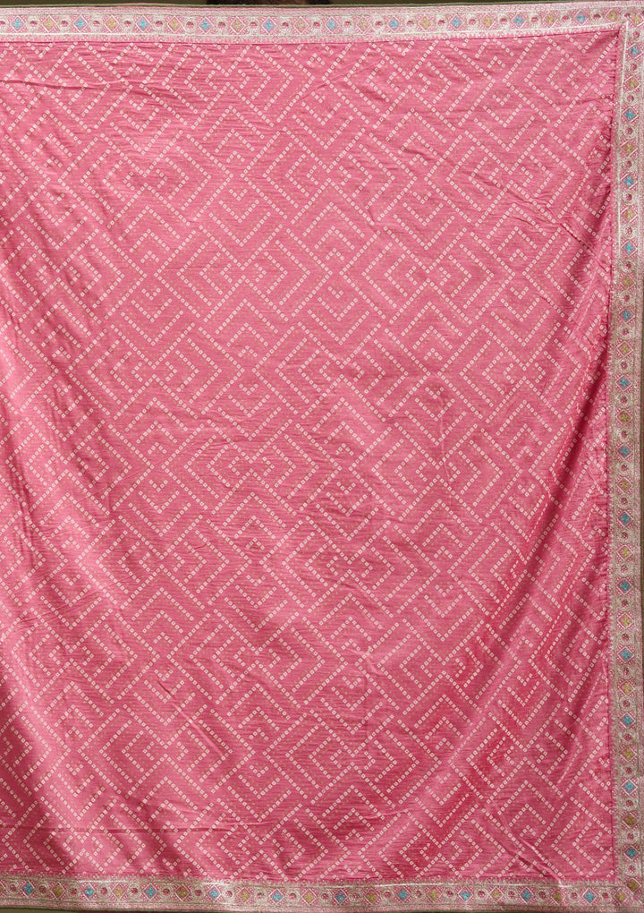 Baby Pink Printed Soft Raw Silk Saree-koskii