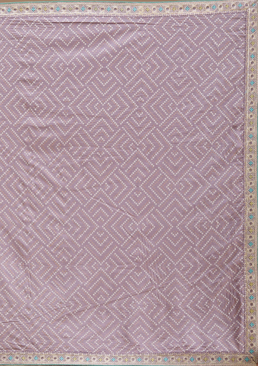 Lavender Printed Soft Raw Silk Saree-koskii