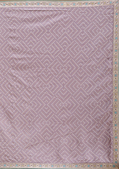 Lavender Printed Soft Raw Silk Saree-koskii