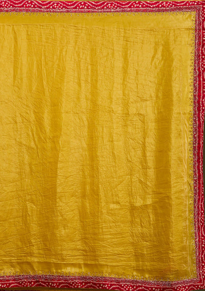 Mustard Printed Satin Saree-koskii