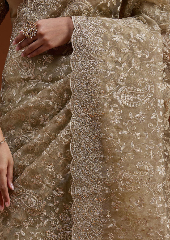 Gold Cording Tissue Saree-koskii