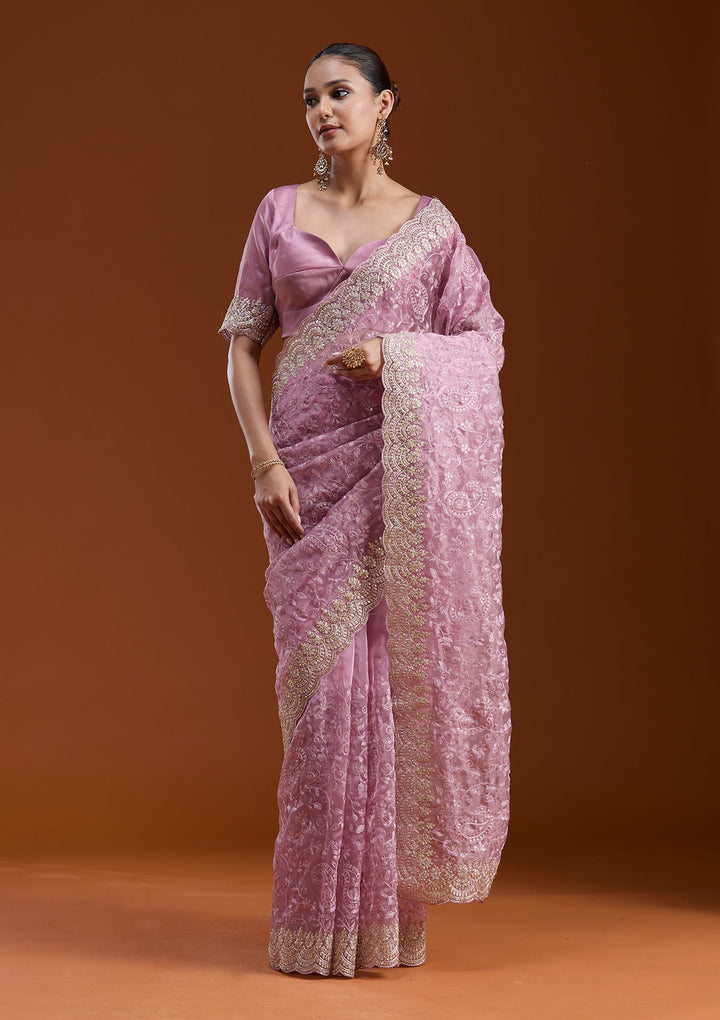 Lavender Cording Tissue Saree-koskii