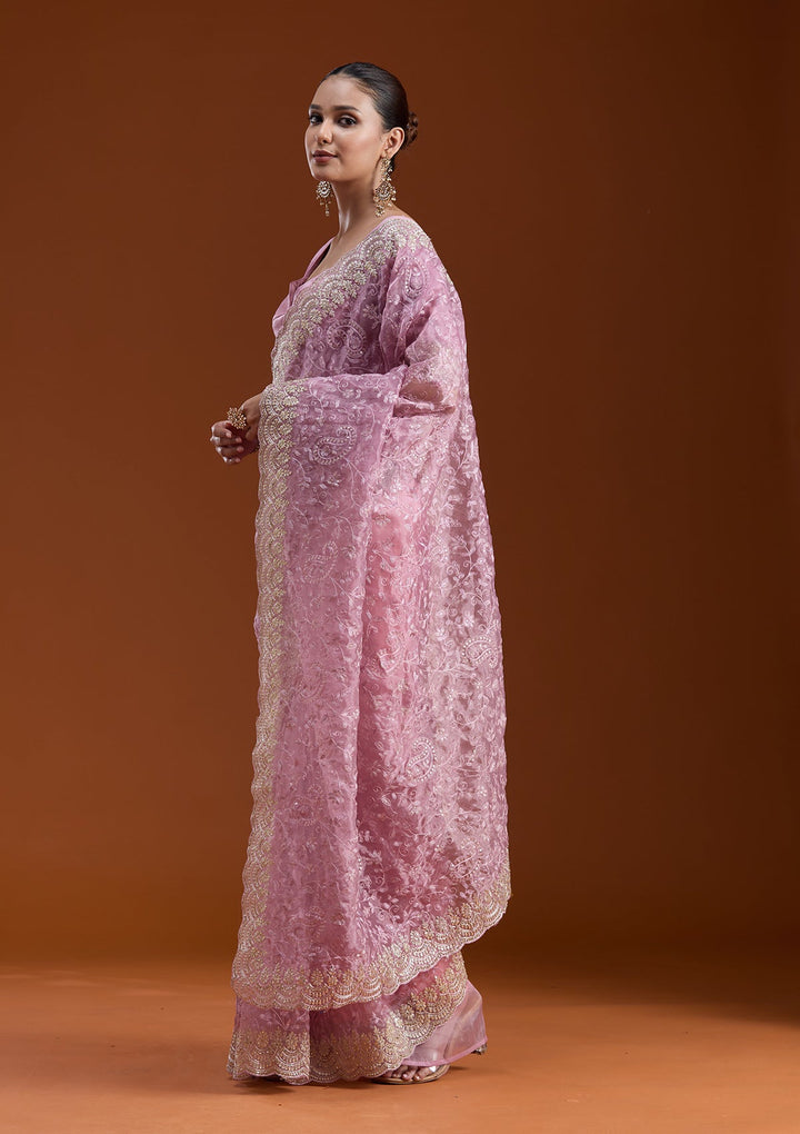 Lavender Cording Tissue Saree-koskii
