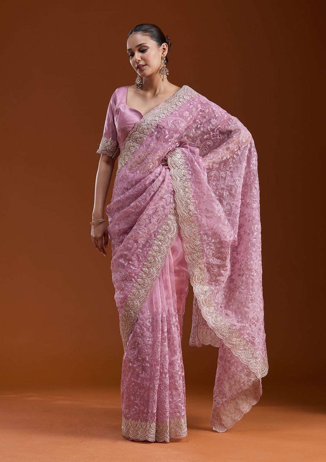 Lavender Cording Tissue Saree-koskii
