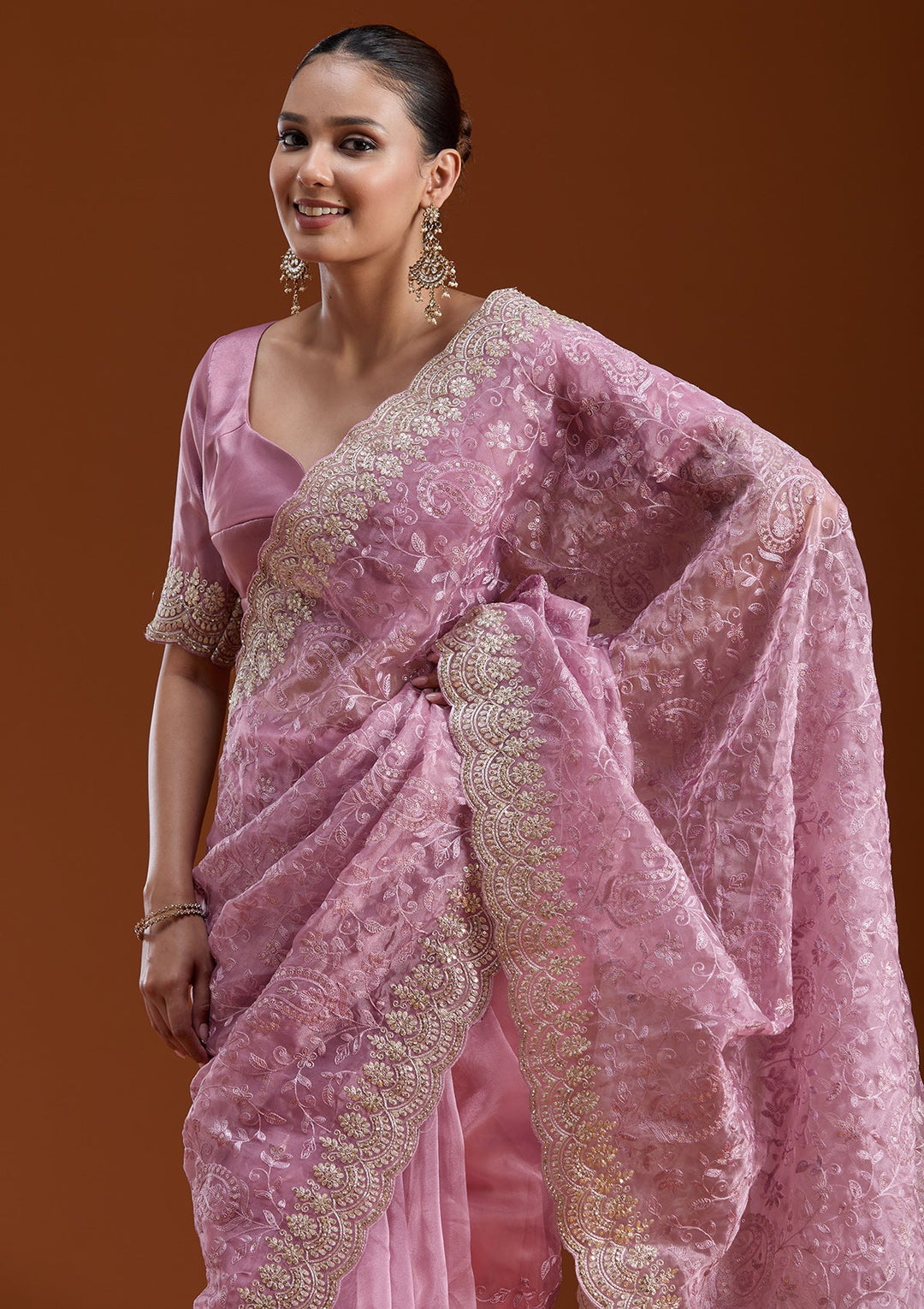 Lavender Cording Tissue Saree-koskii