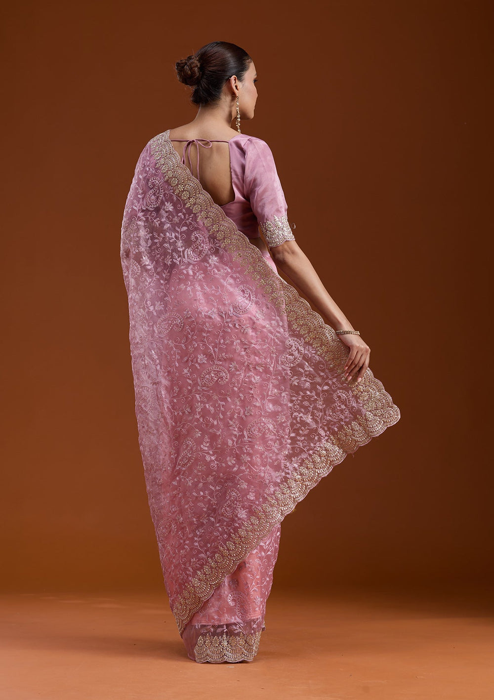 Lavender Cording Tissue Saree-koskii