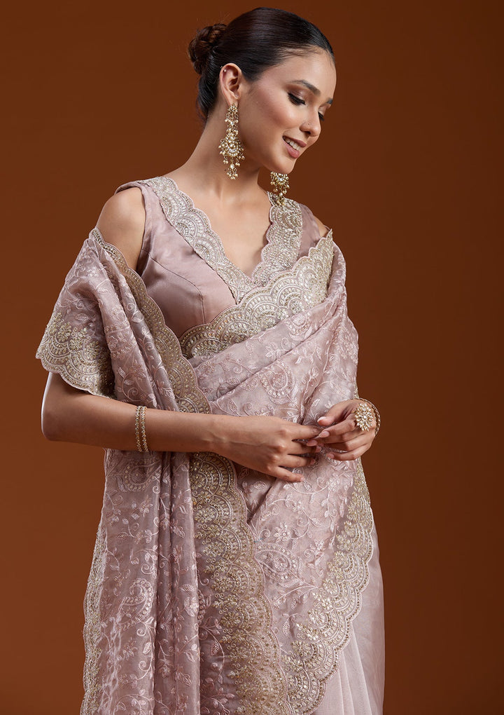 Mauve Cording Tissue Saree-koskii