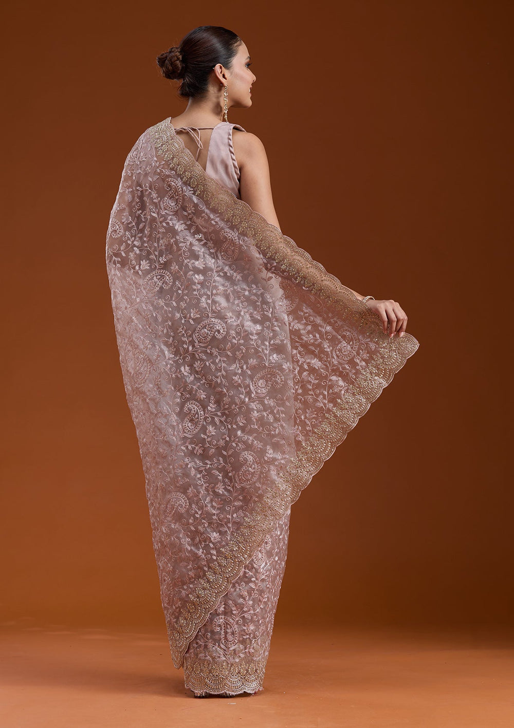 Mauve Cording Tissue Saree-koskii