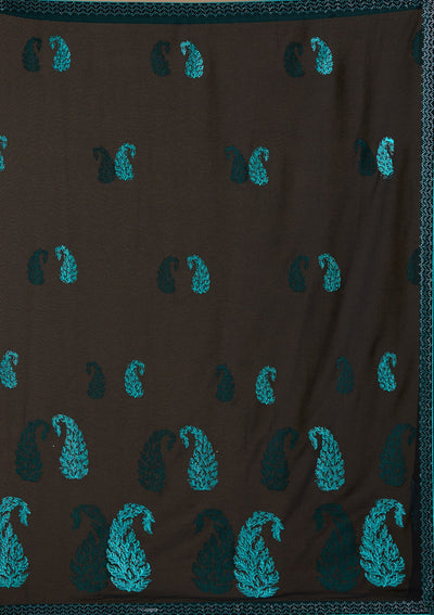 Black Threadwork Georgette Saree-koskii