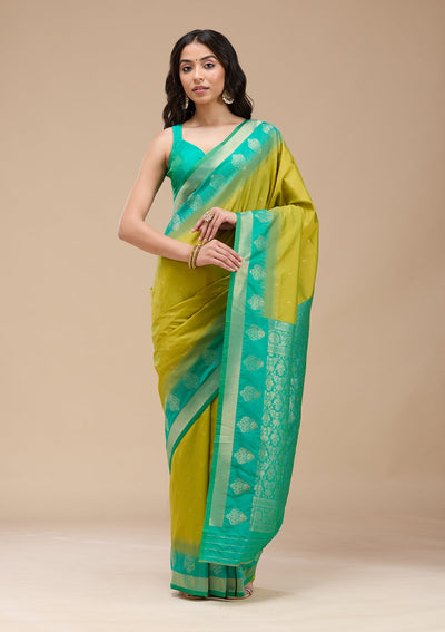 Parrot Green Paithani Silk Saree-koskii