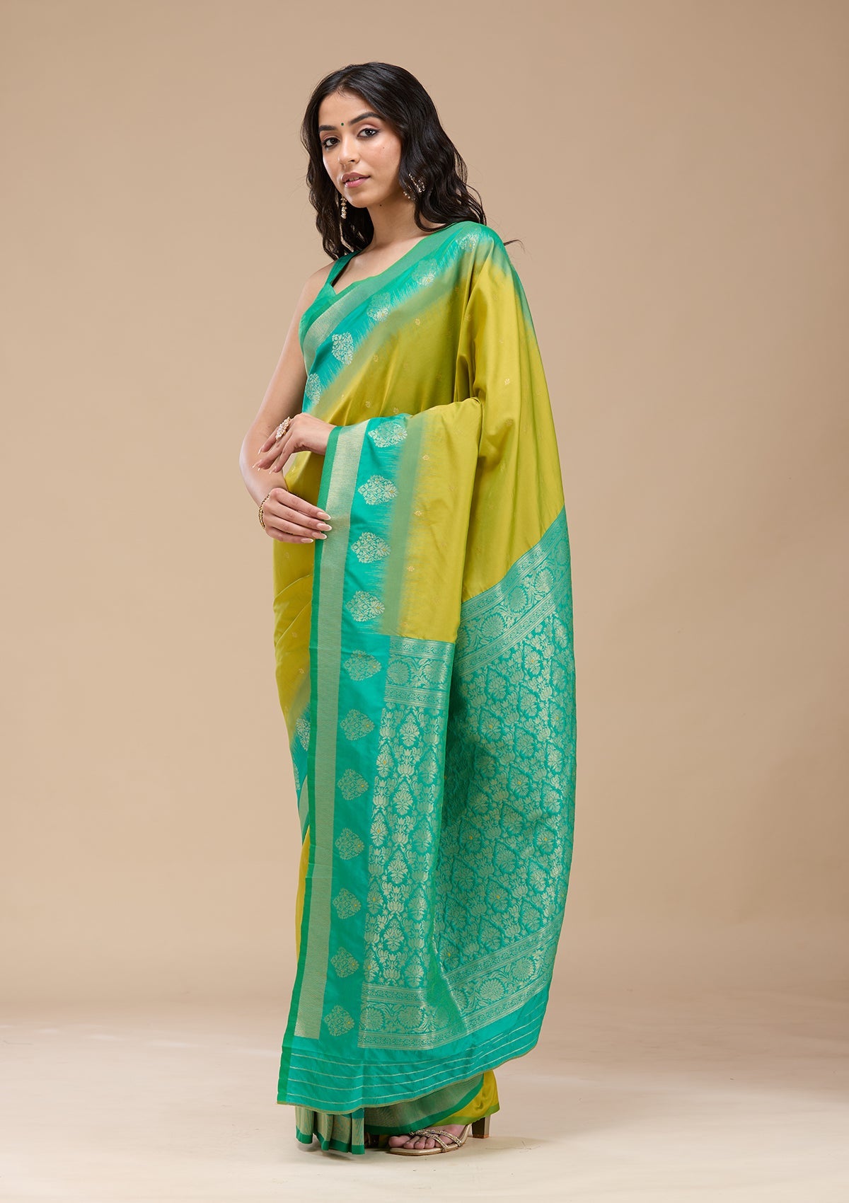 Parrot Green Paithani Silk Saree-koskii