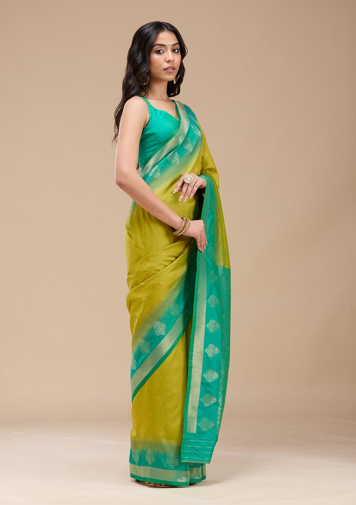 Parrot Green Paithani Silk Saree-koskii