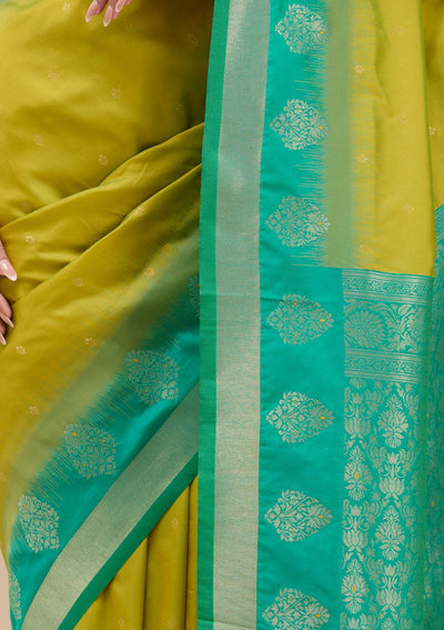 Parrot Green Paithani Silk Saree-koskii
