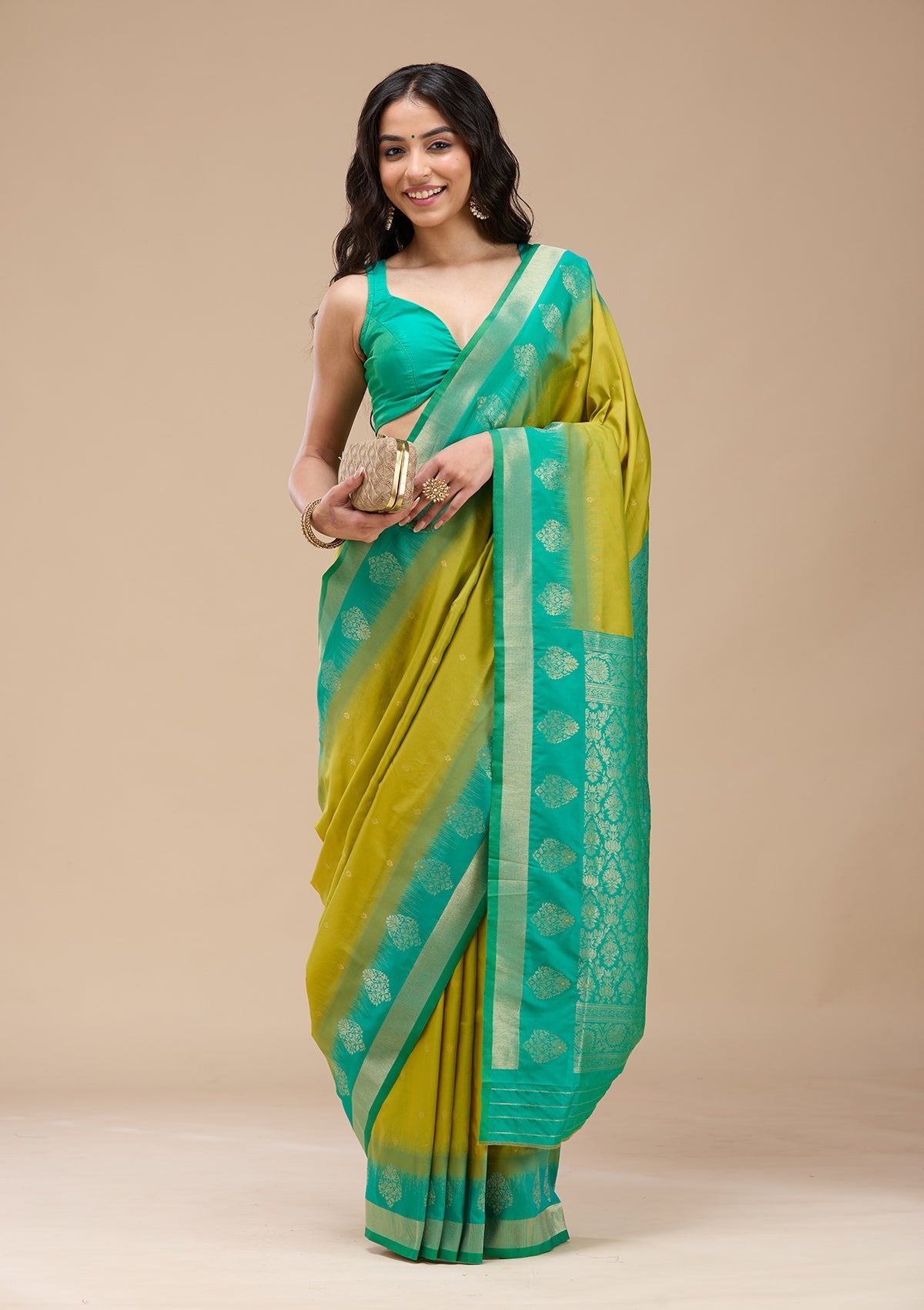 Parrot Green Paithani Silk Saree-koskii