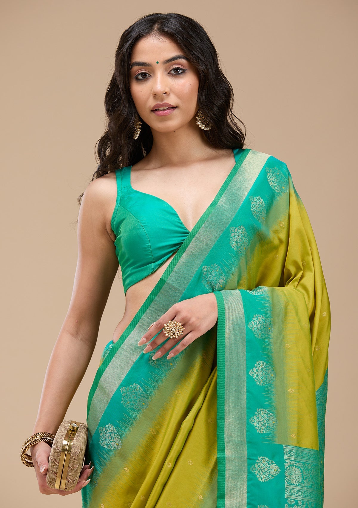 Parrot Green Paithani Silk Saree-koskii