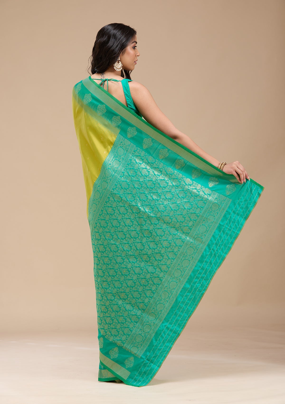 Parrot Green Paithani Silk Saree-koskii