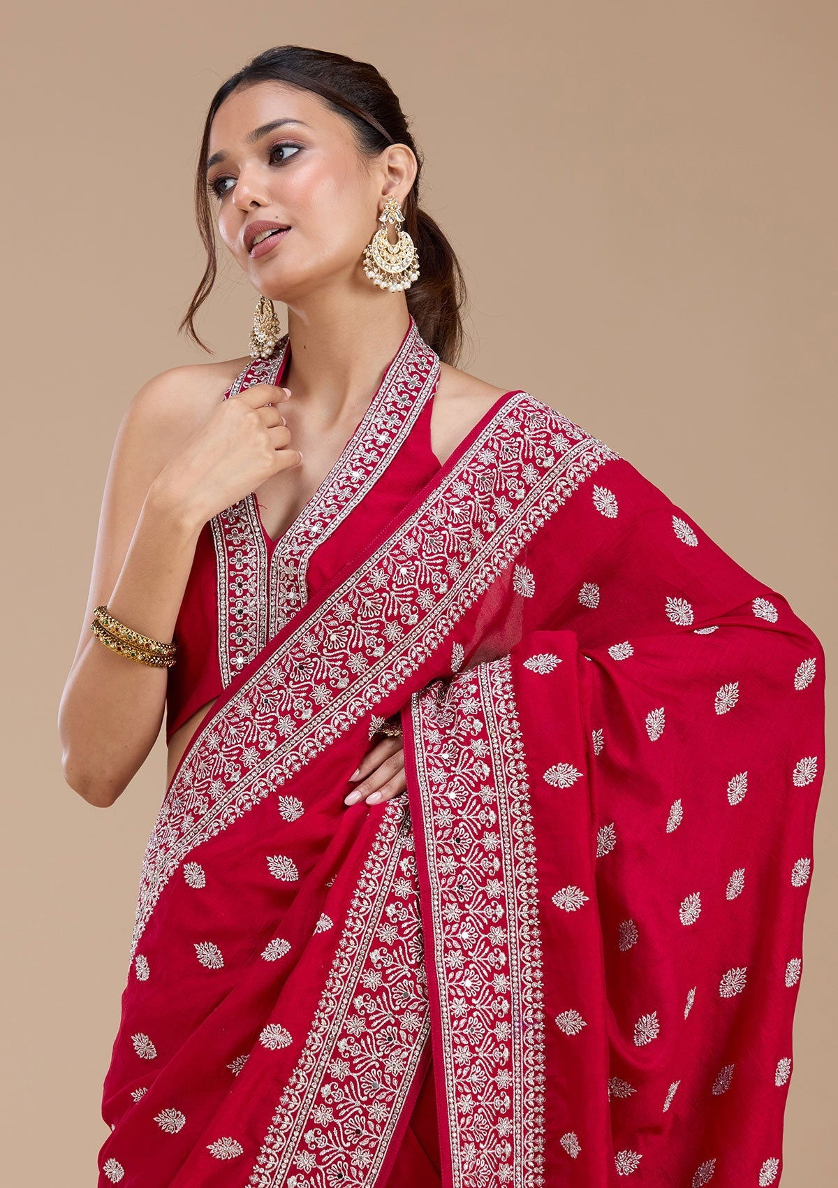 Rani Pink Zariwork (Silver) Soft Raw Silk Saree-koskii