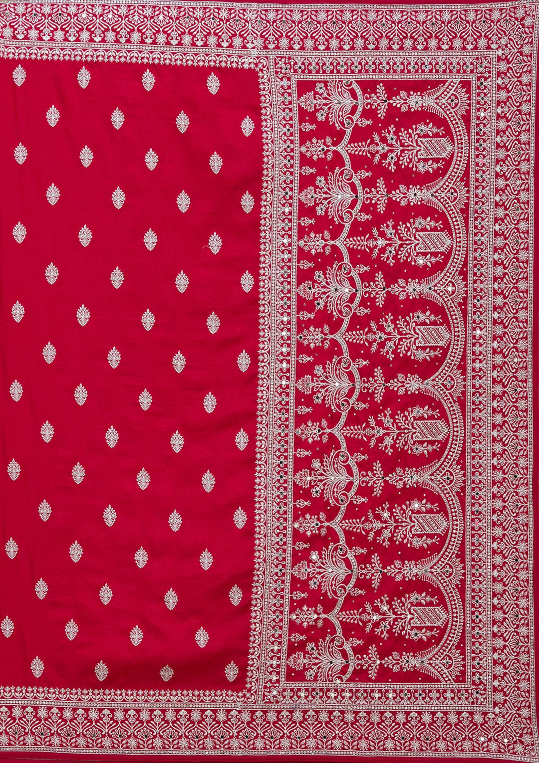 Rani Pink Zariwork (Silver) Soft Raw Silk Saree_koskii