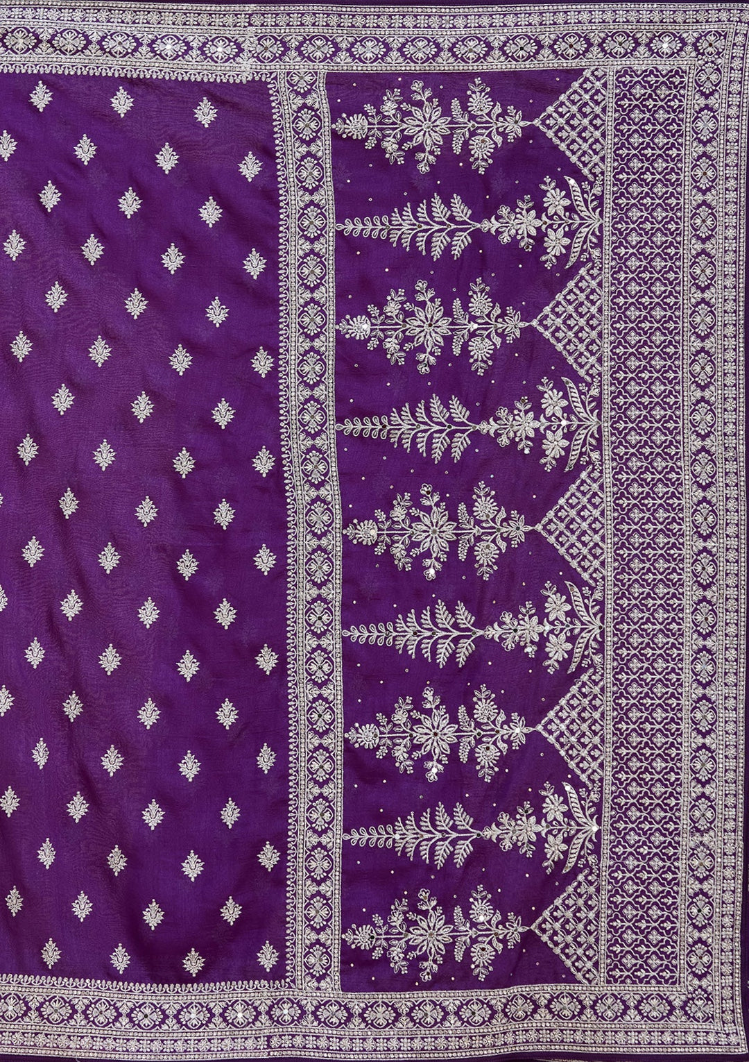 Purple Zariwork (Silver) Soft Raw Silk Saree_koskii