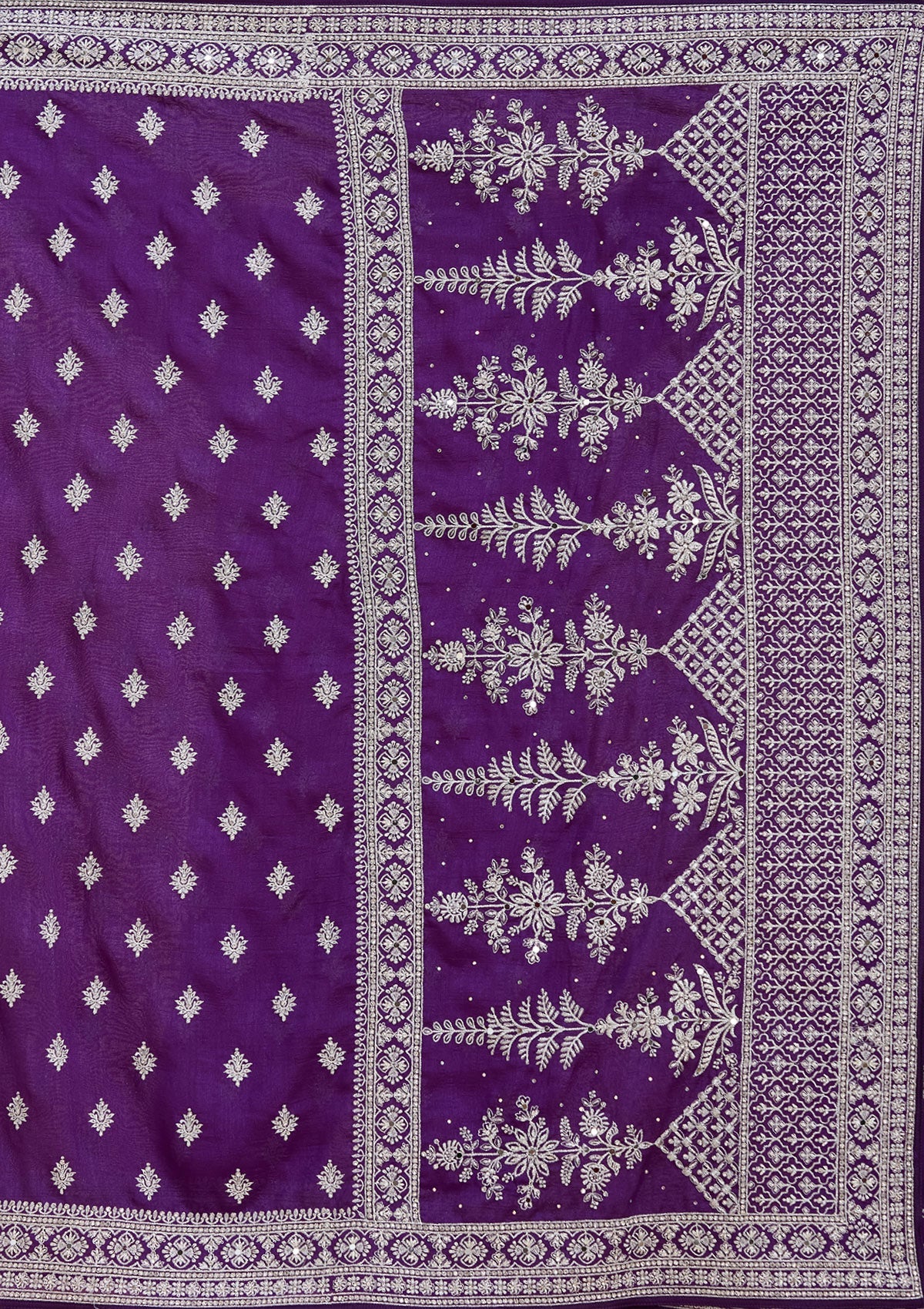 Purple Zariwork (Silver) Soft Raw Silk Saree-koskii