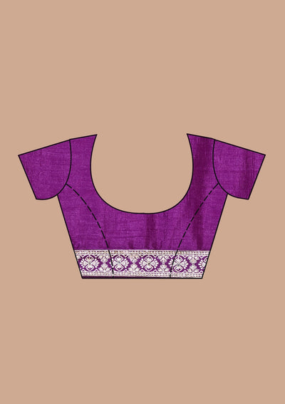 Purple Zariwork (Silver) Soft Raw Silk Saree-koskii