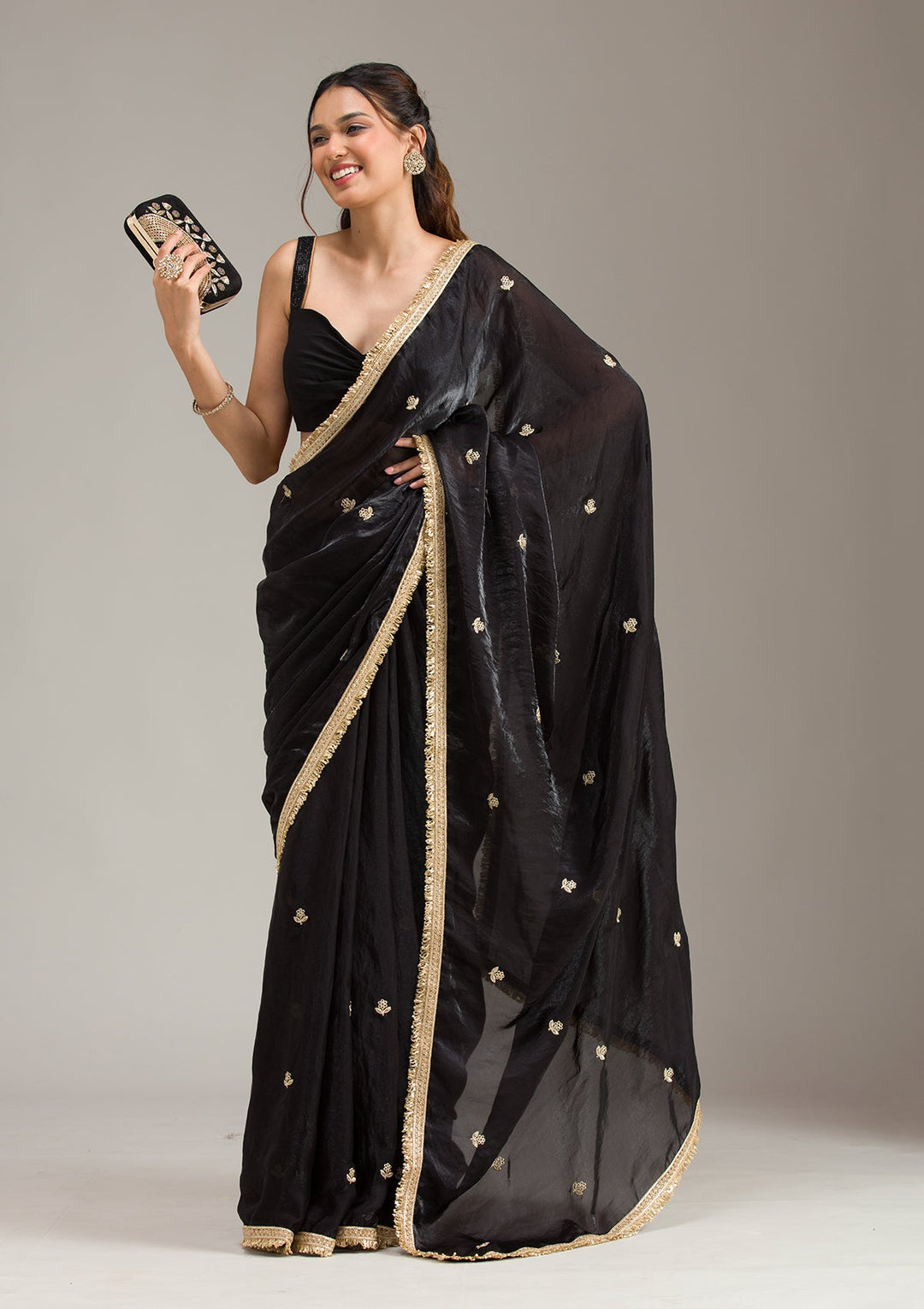 Sky Blue Zariwork (Gold) Tissue Readymade Salwar Suit-koskii