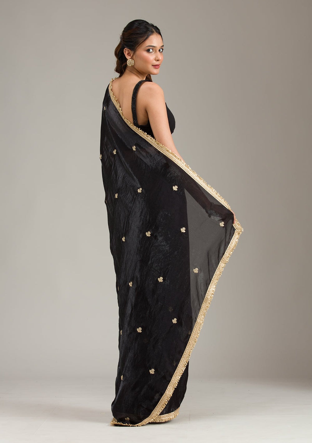 Sky Blue Zariwork (Gold) Tissue Readymade Salwar Suit-koskii