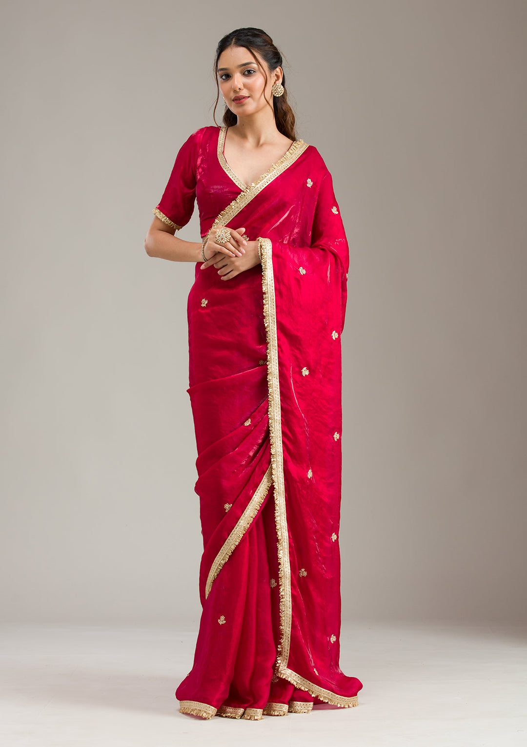 Sky Blue Mirrorwork Soft Raw Silk Readymade Lehenga-koskii