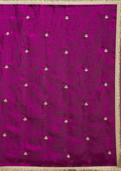 Orange Threadwork Chanderi Unstitched Salwar Suit-koskii