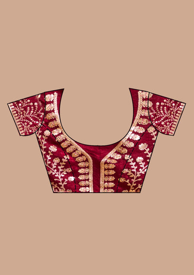 Maroon Gotapatti Tissue Saree-koskii