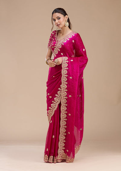 Rani Pink Gotapatti Tissue Saree-koskii