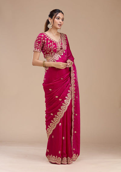 Rani Pink Gotapatti Tissue Saree-koskii