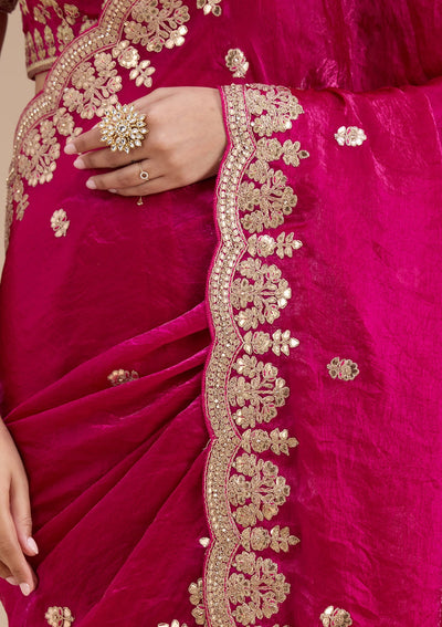 Rani Pink Gotapatti Tissue Saree-koskii