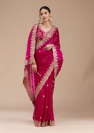 Rani Pink Gotapatti Tissue Saree-koskii