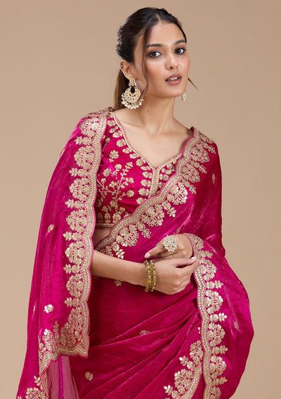 Rani Pink Gotapatti Tissue Saree-koskii
