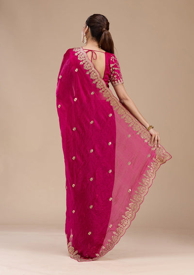 Rani Pink Gotapatti Tissue Saree-koskii
