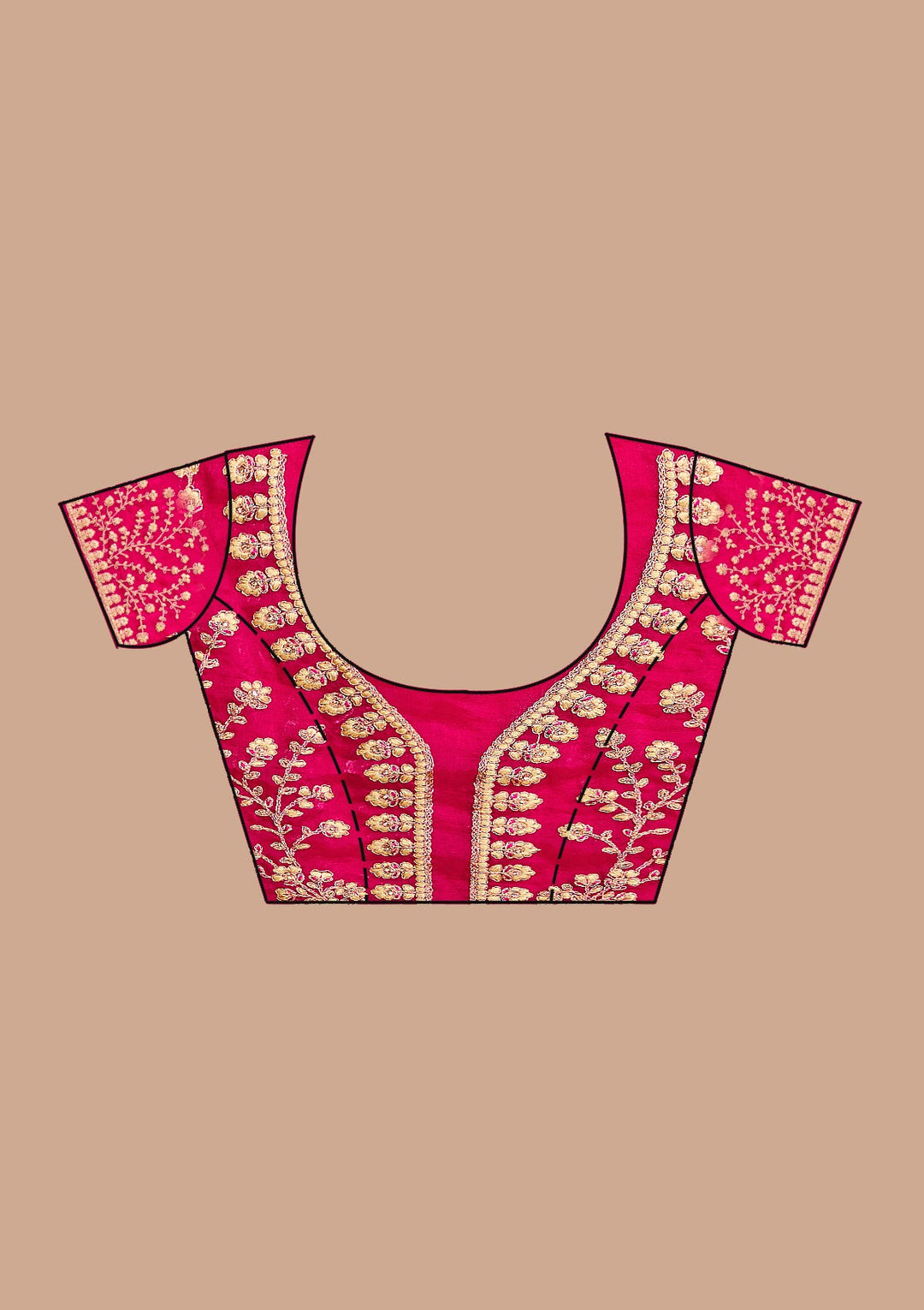 Rani Pink Gotapatti Tissue Saree_koskii