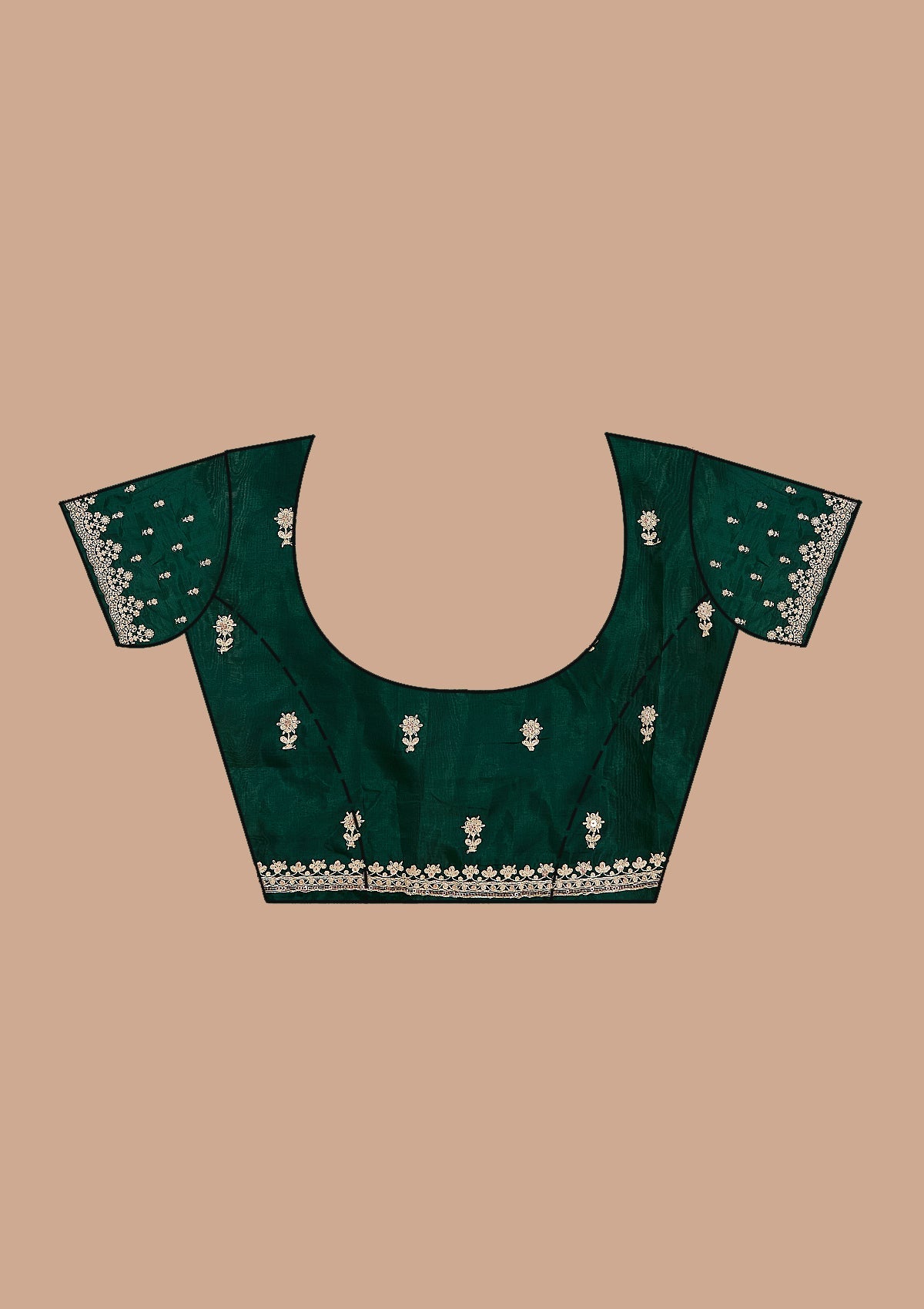 Bottle Green Cording Tissue Saree-koskii