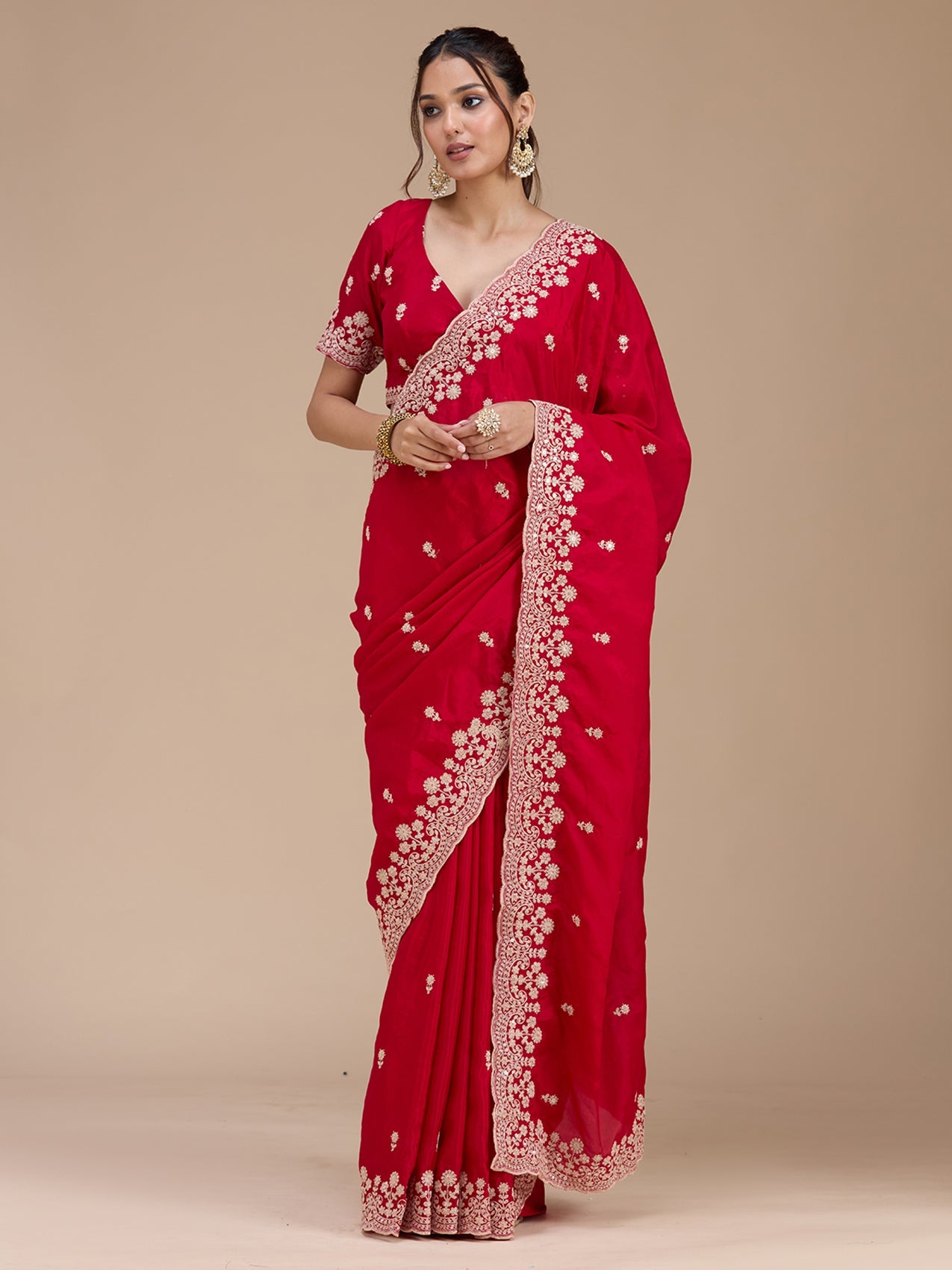 Red Cording Tissue Saree-koskii
