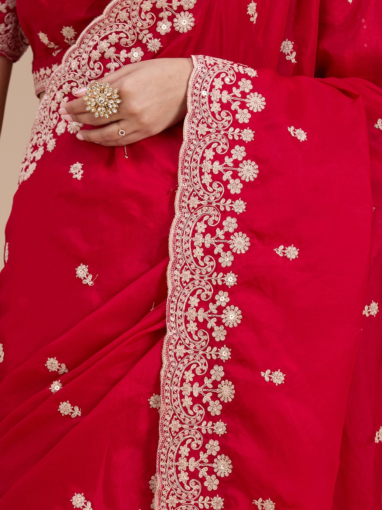 Red Cording Tissue Saree-koskii