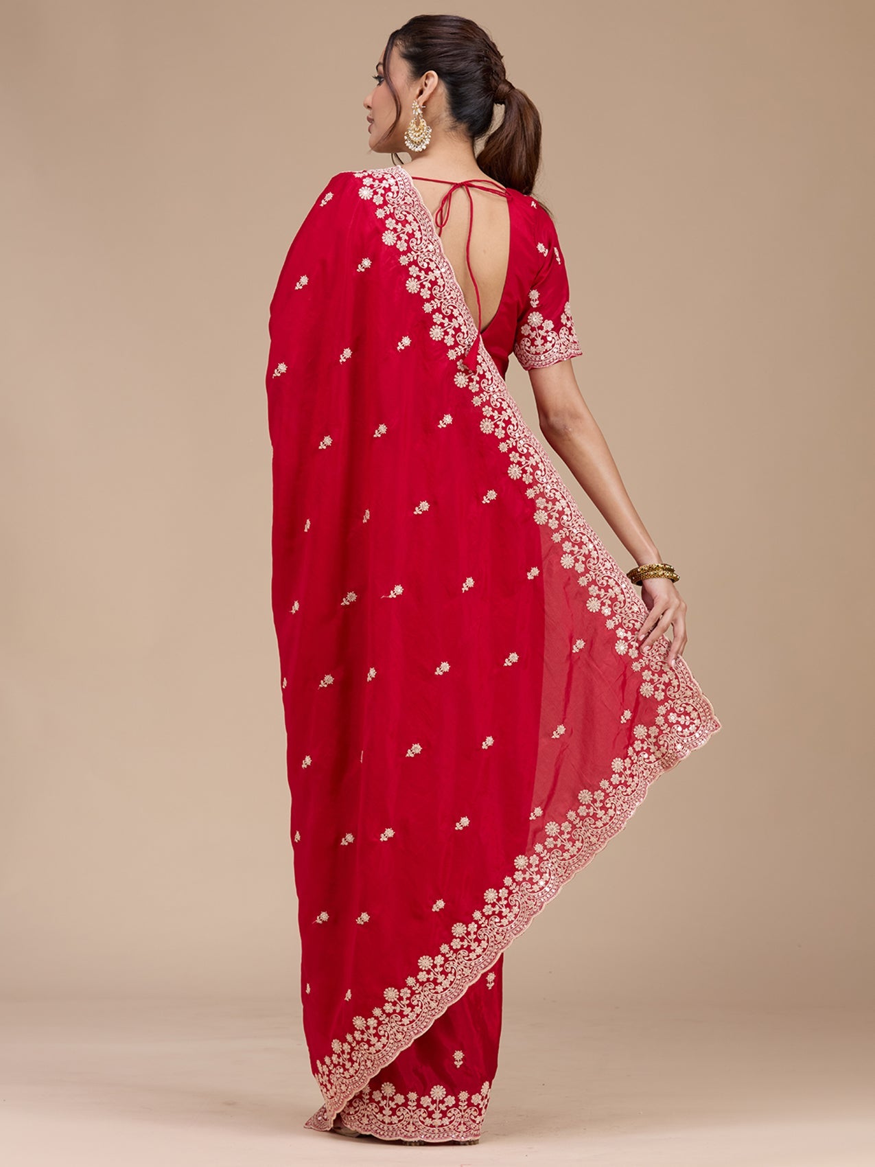 Red Cording Tissue Saree-koskii
